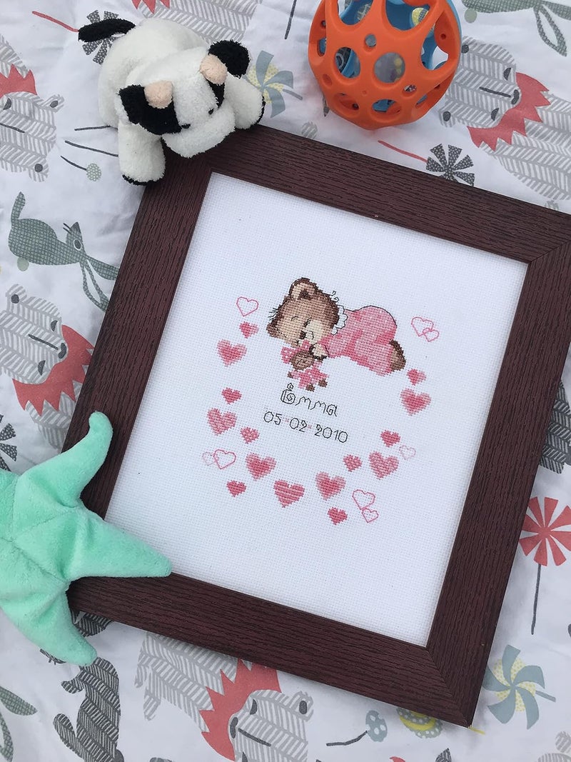 Riolis - Girls Birth Announcement 1123, Cross Stitch Kits 7"X9.5", Cross Stitch Kits for Beginners & Advanced, Crossstitching Kits Adult, Counted Stitching Kits, Embroidery Kit - Image 5